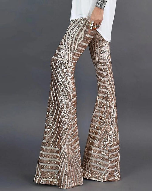 Glamorous Flared Sequin Trousers for Women | Stylish Elegance