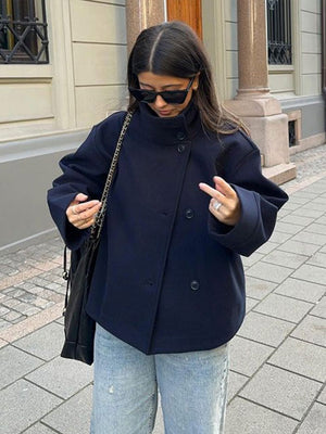 Chic Double-Breasted Short Jacket with Elegant Style