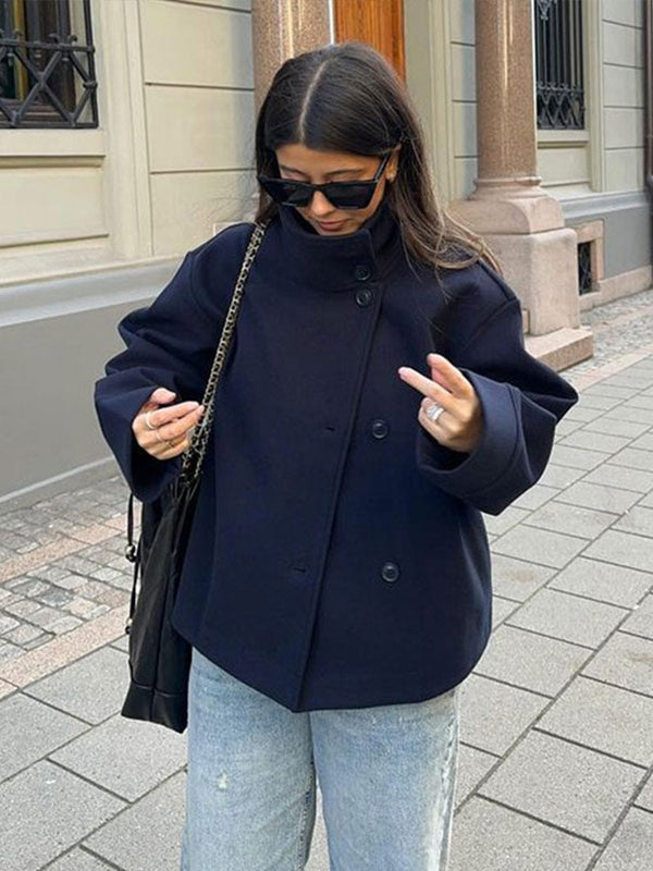 Chic Double-Breasted Short Jacket with Elegant Style