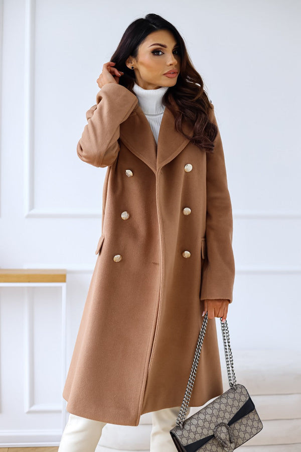 Chic Women's Long Loose Coat | Button-Down Design