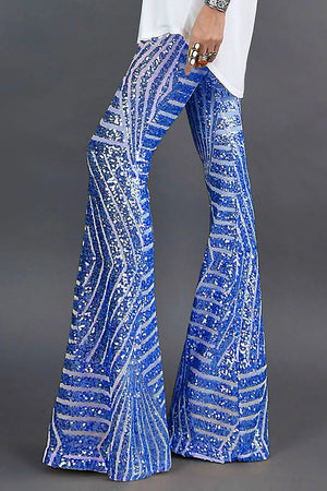Glamorous Flared Sequin Trousers for Women | Stylish Elegance