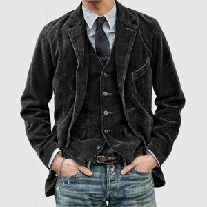 Stylish Corduroy Blazer and Waistcoat Set for Men