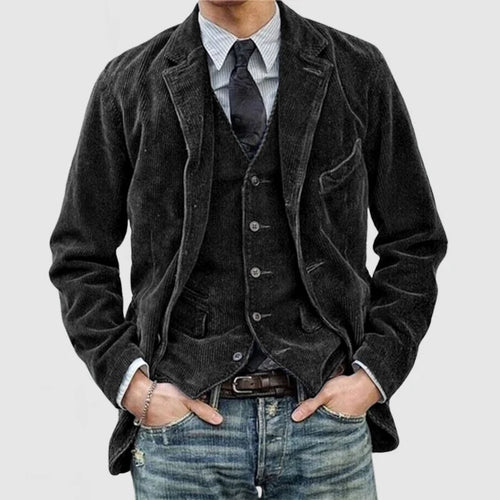 Stylish Corduroy Blazer and Waistcoat Set for Men