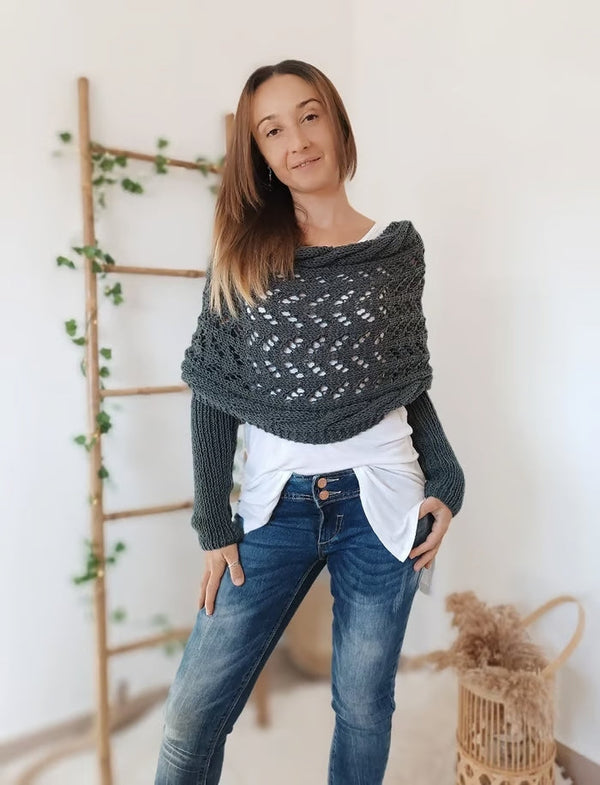 Stylish Boho Knitted Wrap – Cozy and Versatile for All Seasons