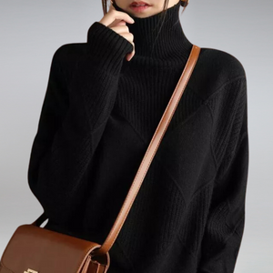 Luxurious Cashmere Turtleneck Sweater for Women - Relaxed Fit
