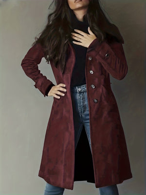 Chic Vintage Women's Coat - Classic Notched Lapel, Structured H-Silhouette