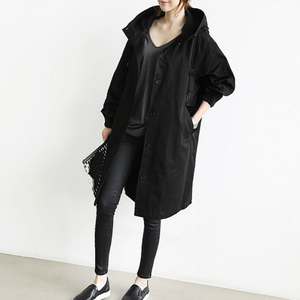 Chic Hooded Long Trench Coat – Stylish & Practical