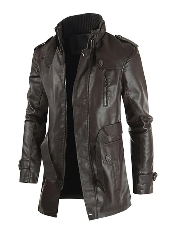 Stylish Men's Long Leather Jacket - Premium Quality