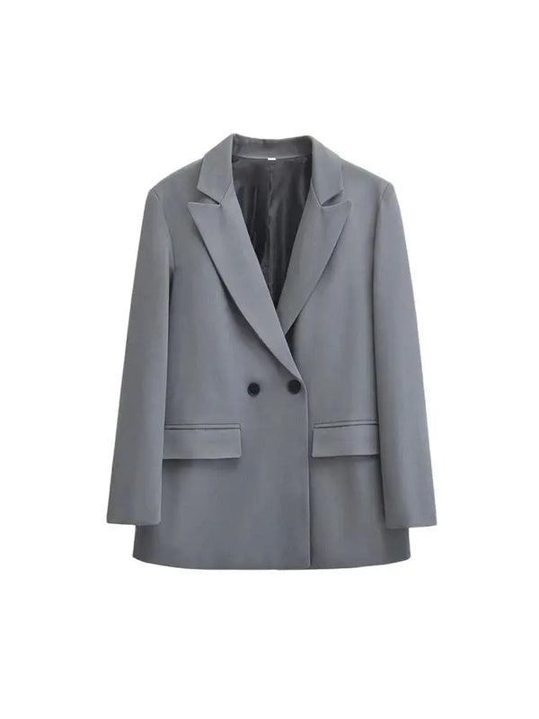 Stylish Double-Breasted Ladies' Blazer with Elegant Lapels