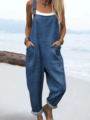 Chic women’s overall with tonal floral texture