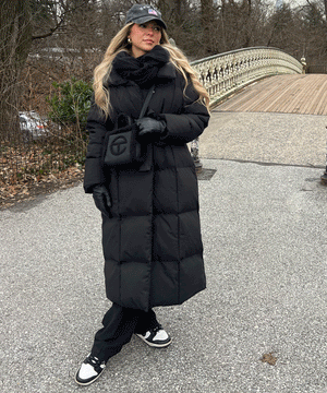 Stylish Black Oversized Women's Parka with Belt