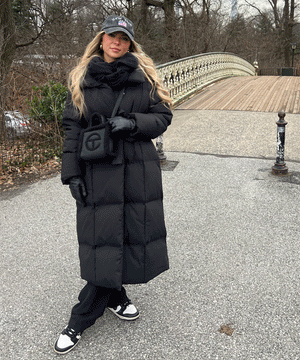 Stylish Black Oversized Women's Parka with Belt