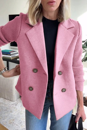 Chic Tailored Blazer with Soft Knit Sleeves