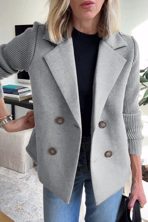 Chic Tailored Blazer with Soft Knit Sleeves