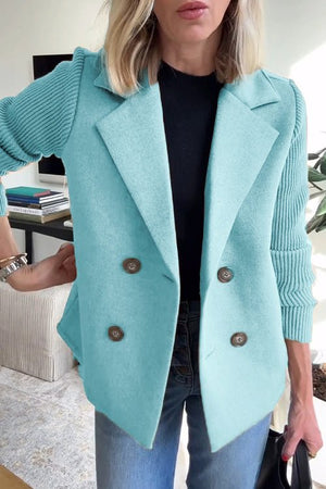 Chic Tailored Blazer with Soft Knit Sleeves