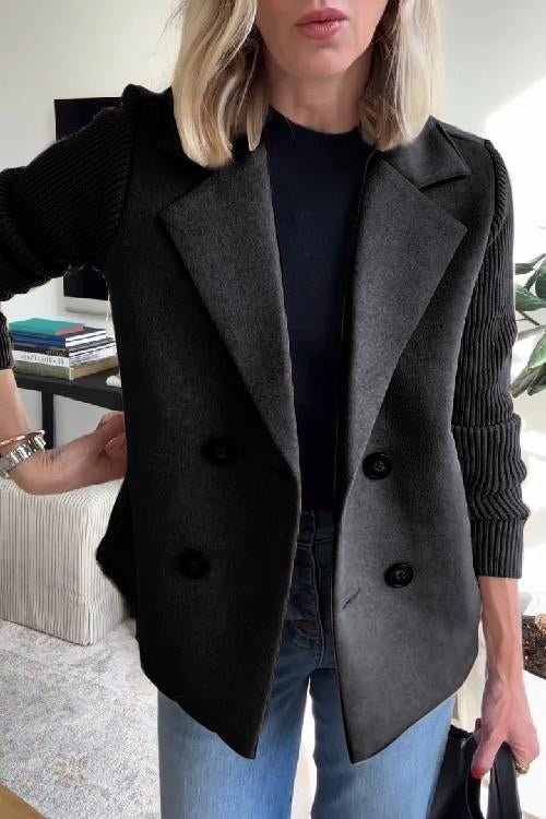Chic Tailored Blazer with Soft Knit Sleeves