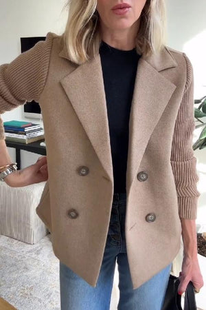 Chic Tailored Blazer with Soft Knit Sleeves