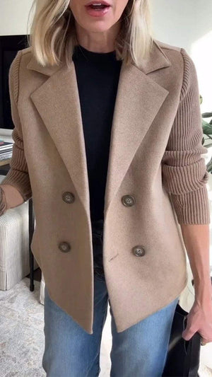 Chic Tailored Blazer with Soft Knit Sleeves