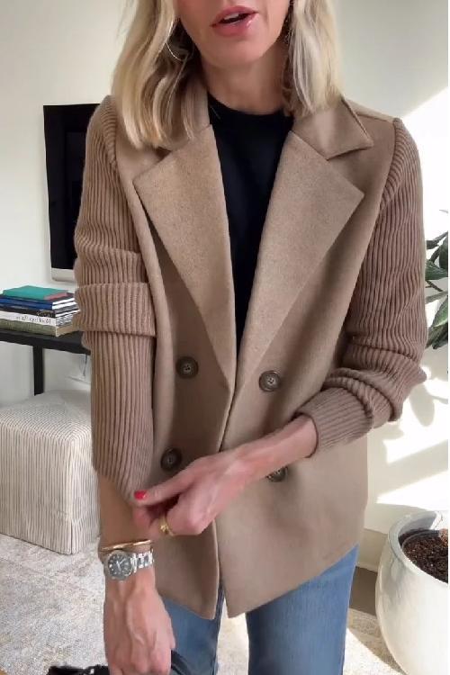 Chic Tailored Blazer with Soft Knit Sleeves