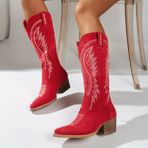 Stylish Ladies' Cowboy Boots with Chunky Heel