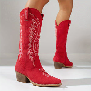 Stylish Ladies' Cowboy Boots with Chunky Heel