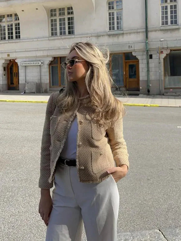 Stylish Tweed Blazer with Classic Fit