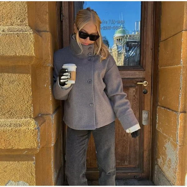 Chic Double-Breasted Short Jacket with Elegant Style