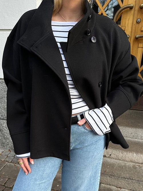 Chic Double-Breasted Short Jacket with Elegant Style