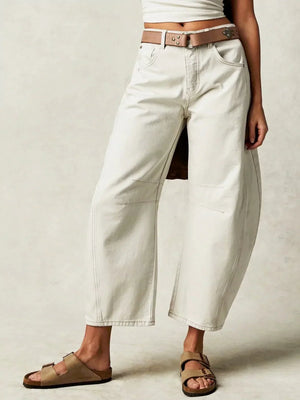 Stylish Leopard Print Barrel Jeans - Trendy Casual Wear