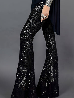 Glamorous Flared Sequin Trousers for Women | Stylish Elegance
