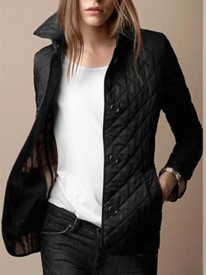 Stylish Quilted Jacket for Women with Cozy Turned-Down Collar