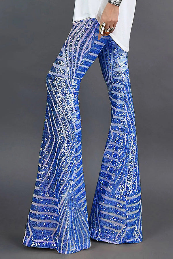 Glamorous Flared Sequin Trousers for Women | Stylish Elegance