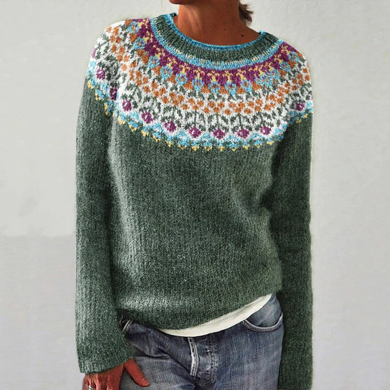 Chic Green Vintage Sweater for Women | Timeless Design