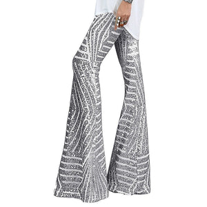 Glamorous Flared Sequin Trousers for Women | Stylish Elegance