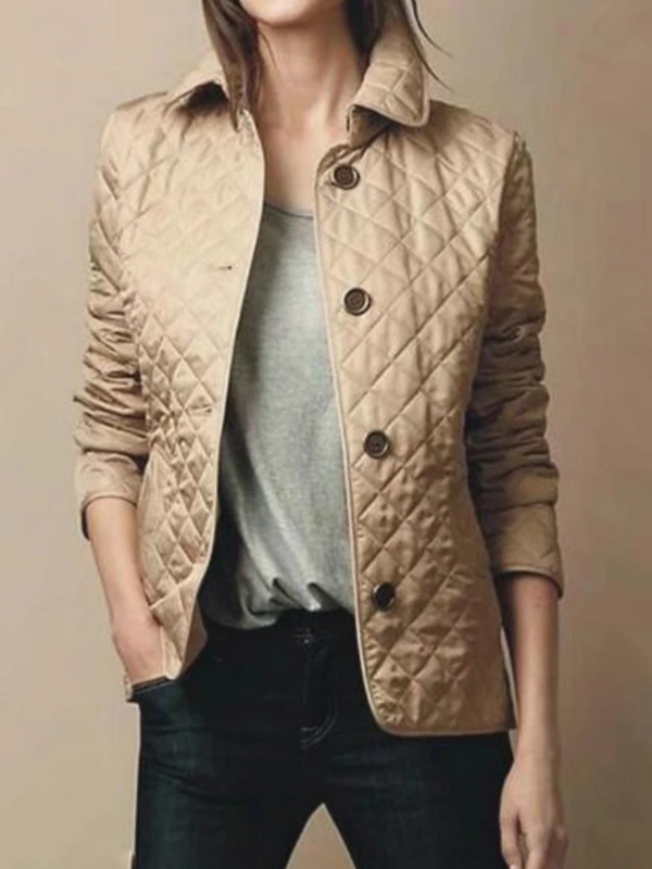 Stylish Quilted Jacket for Women with Cozy Turned-Down Collar