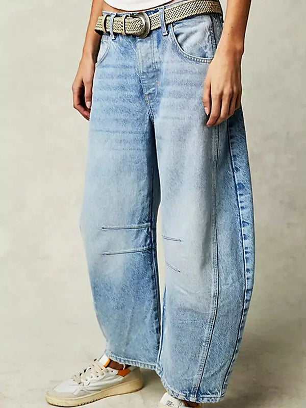 Stylish Leopard Print Barrel Jeans - Trendy Casual Wear
