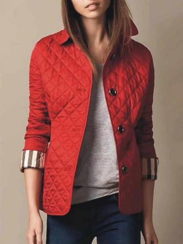 Stylish Quilted Jacket for Women with Cozy Turned-Down Collar
