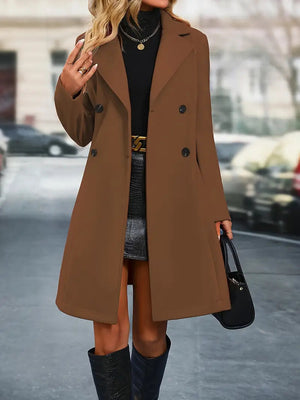 Stylish Women's Double-Breasted Trench Pea Coat