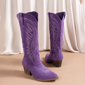Stylish Ladies' Cowboy Boots with Chunky Heel