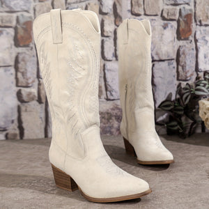 Stylish Ladies' Cowboy Boots with Chunky Heel