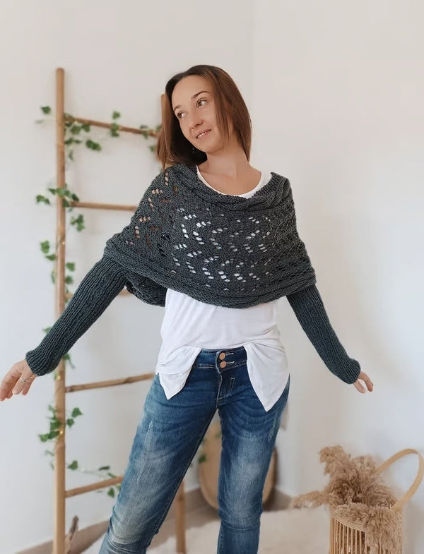 Stylish Boho Knitted Wrap – Cozy and Versatile for All Seasons