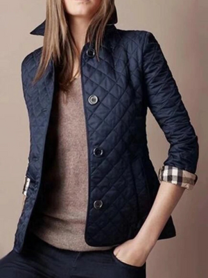 Stylish Quilted Jacket for Women with Cozy Turned-Down Collar