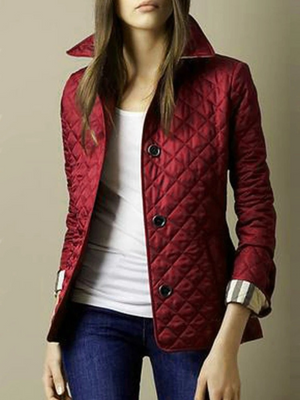 Stylish Quilted Jacket for Women with Cozy Turned-Down Collar