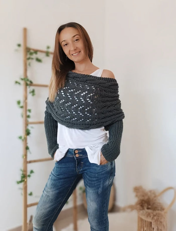 Stylish Boho Knitted Wrap – Cozy and Versatile for All Seasons