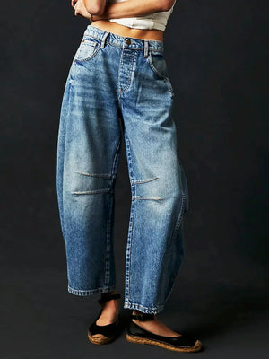 Stylish Leopard Print Barrel Jeans - Trendy Casual Wear