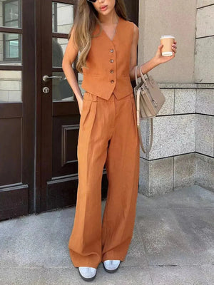 Stylish Cotton Linen Two-Piece Outfit