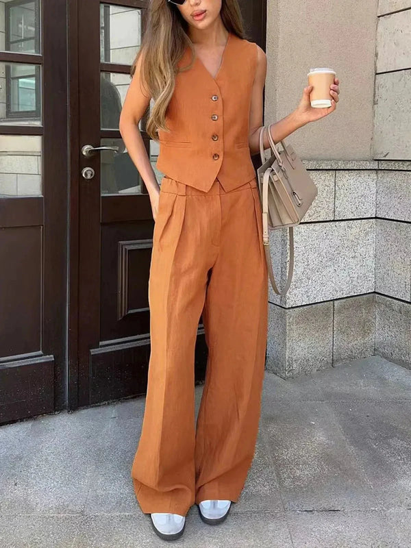 Stylish Cotton Linen Two-Piece Outfit