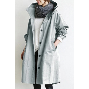 Chic Hooded Long Trench Coat – Stylish & Practical