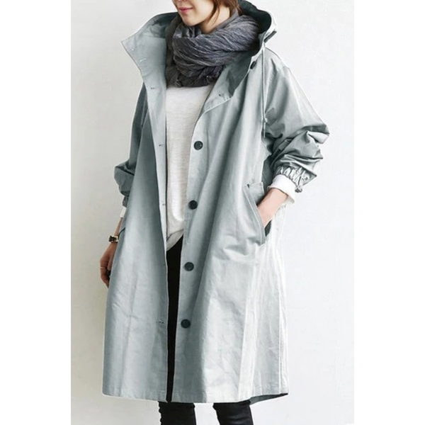 Chic Hooded Long Trench Coat – Stylish & Practical
