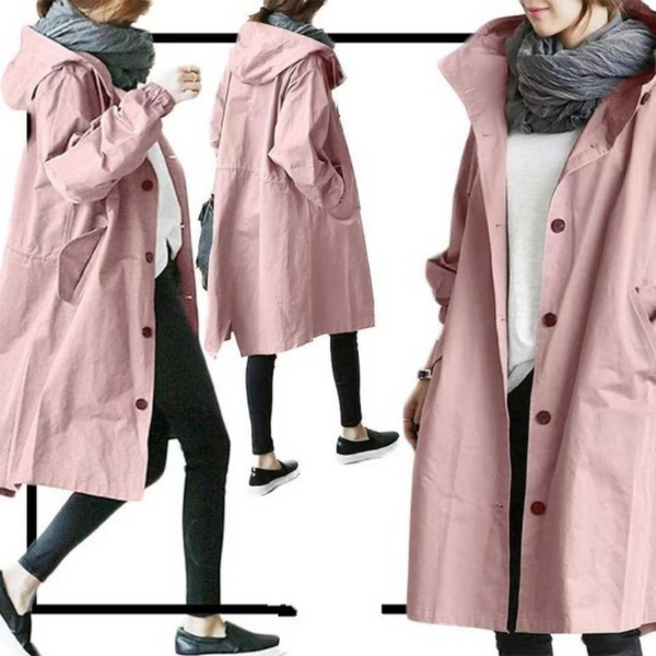Chic Hooded Long Trench Coat – Stylish & Practical